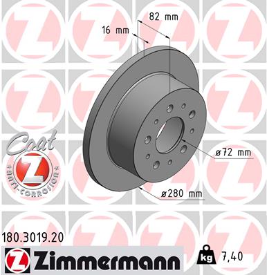 Tarcza hamulcowa ZIMMERMANN 180.3019.20