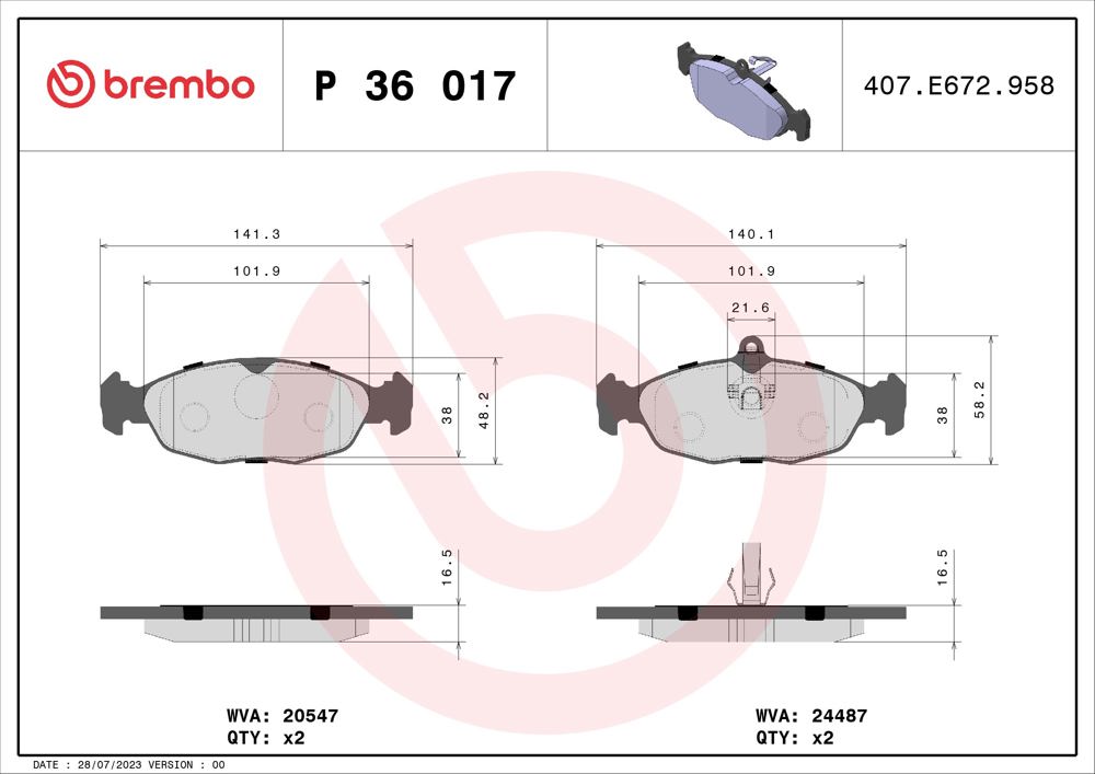 Klocki hamulcowe BREMBO P 36 017