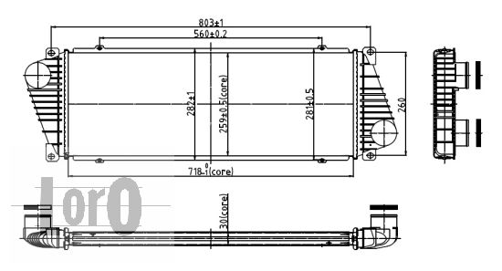 Chłodnica powietrza intercooler ABAKUS 054-018-0001