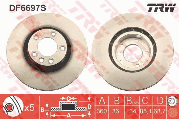 Tarcza hamulcowa TRW DF6697S