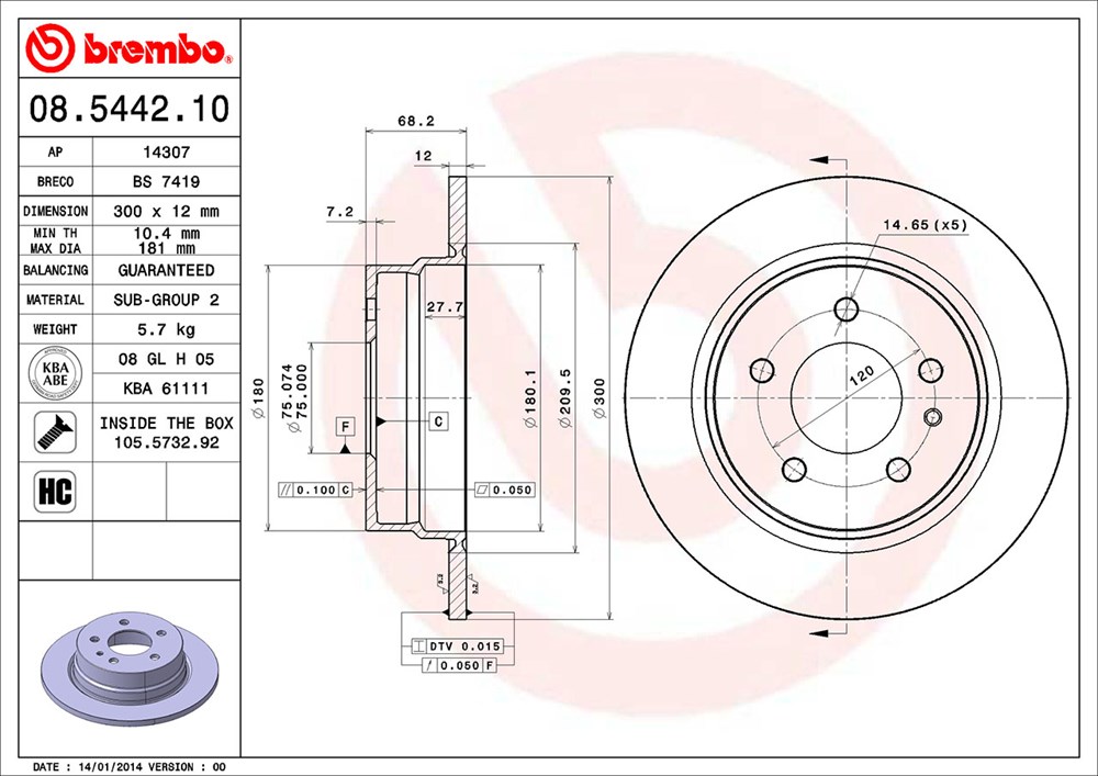 Tarcza hamulcowa BREMBO 08.5442.10