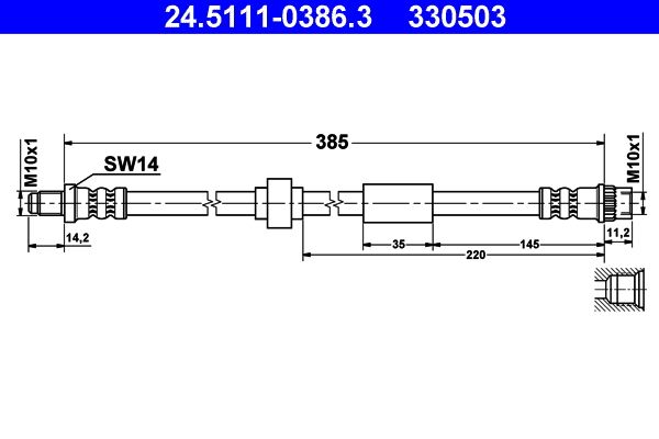 Przewód hamulcowy elastyczny ATE 24.5111-0386.3