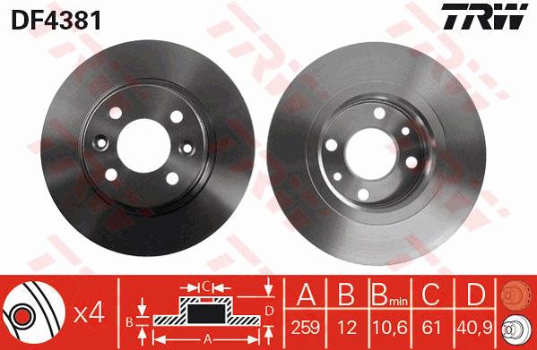 Tarcza hamulcowa TRW DF4381