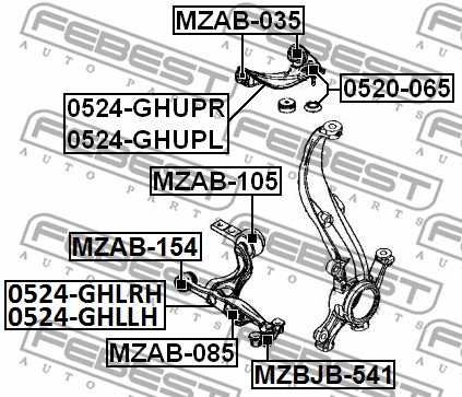 Tuleja wahacza FEBEST MZAB-035