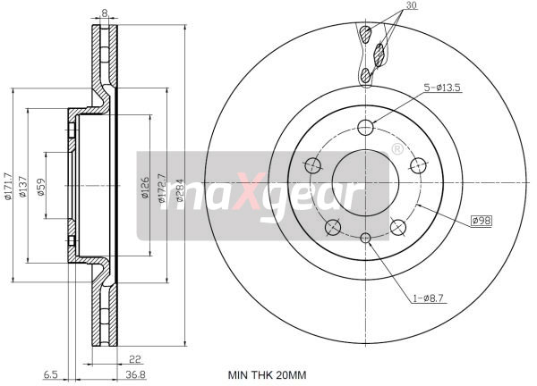 Tarcza hamulcowa MAXGEAR 19-3236