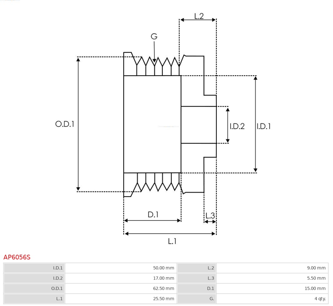 Koło pasowe, alternator AS-PL AP6056S
