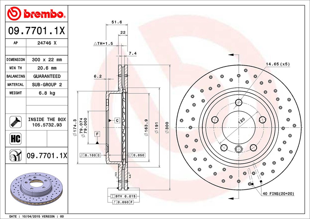 Tarcza hamulcowa BREMBO 09.7701.1X