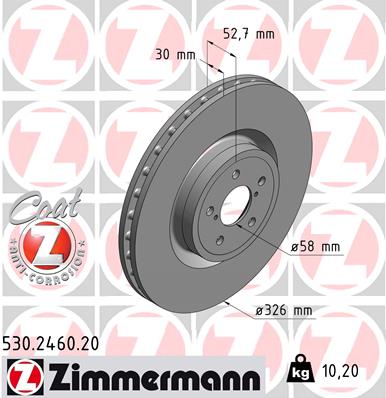 Tarcza hamulcowa ZIMMERMANN 530.2460.20