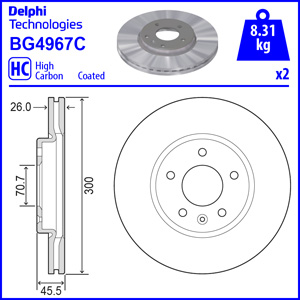 Tarcza hamulcowa DELPHI BG4967C