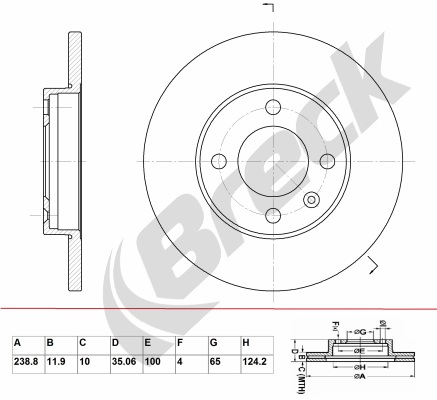 Tarcza hamulcowa BRECK BR 011 SA100