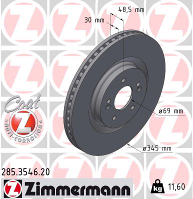 Tarcza hamulcowa ZIMMERMANN 285.3546.20