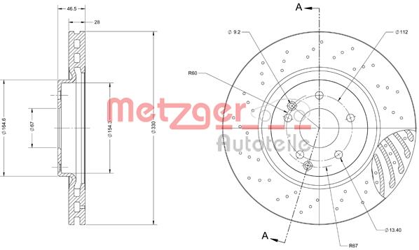 Tarcza hamulcowa METZGER 6110393