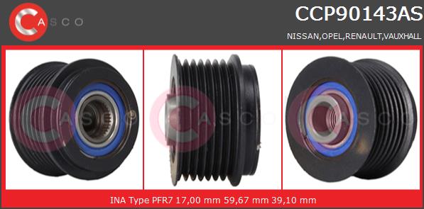 Koło pasowe alternatora CASCO CCP90143AS