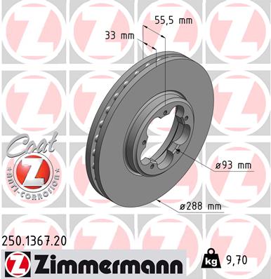 Tarcza hamulcowa ZIMMERMANN 250.1367.20