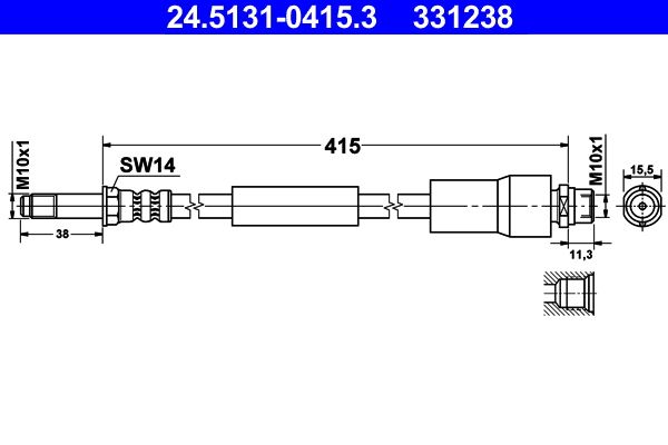 Przewód hamulcowy elastyczny ATE 24.5131-0415.3