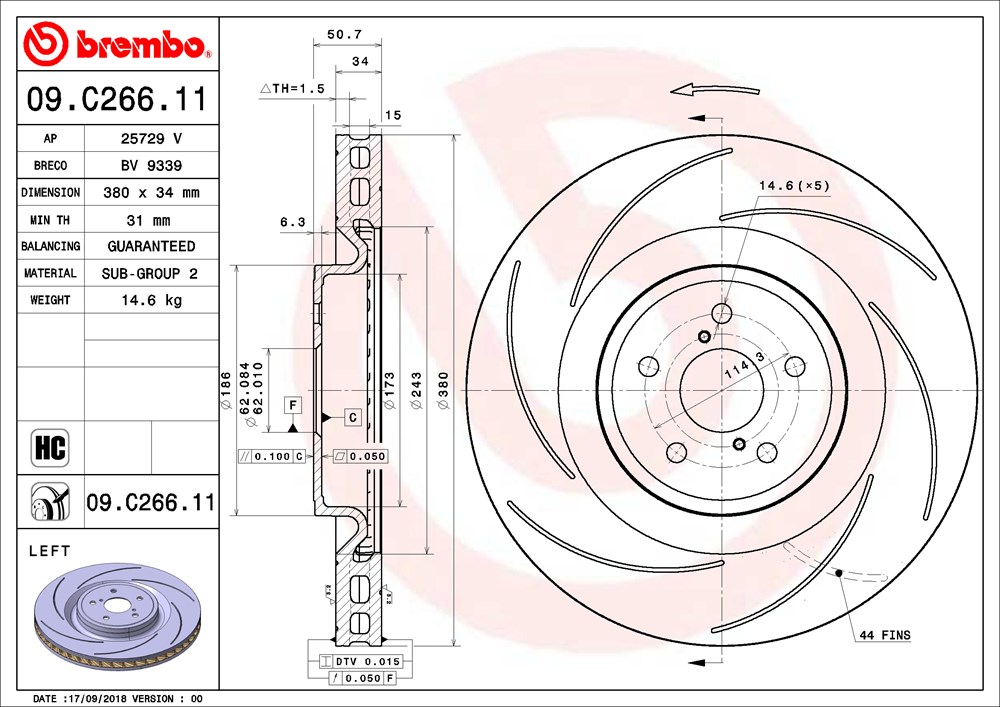 Tarcza hamulcowa BREMBO 09.C266.11