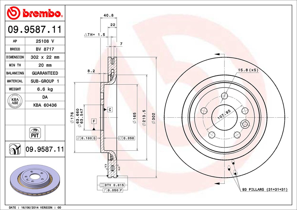 Tarcza hamulcowa BREMBO 09.9587.11