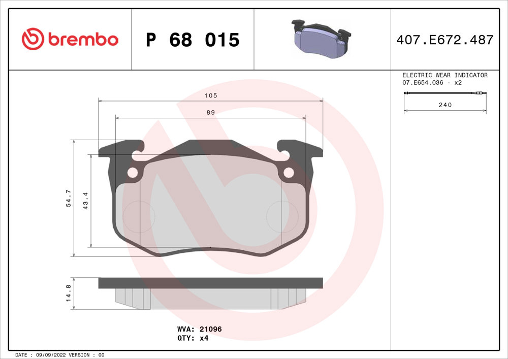 Klocki hamulcowe BREMBO P 68 015