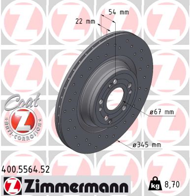 Tarcza hamulcowa ZIMMERMANN 400.5564.52