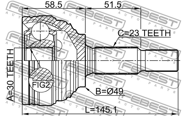 Przegub FEBEST 0210-G15RA