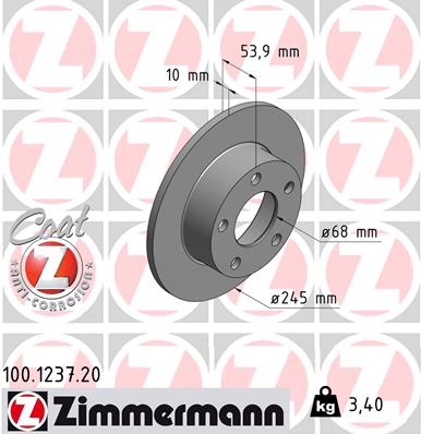Tarcza hamulcowa ZIMMERMANN 100.1237.20
