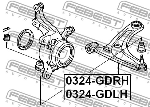 Wahacz zawieszenia koła FEBEST 0324-GDRH