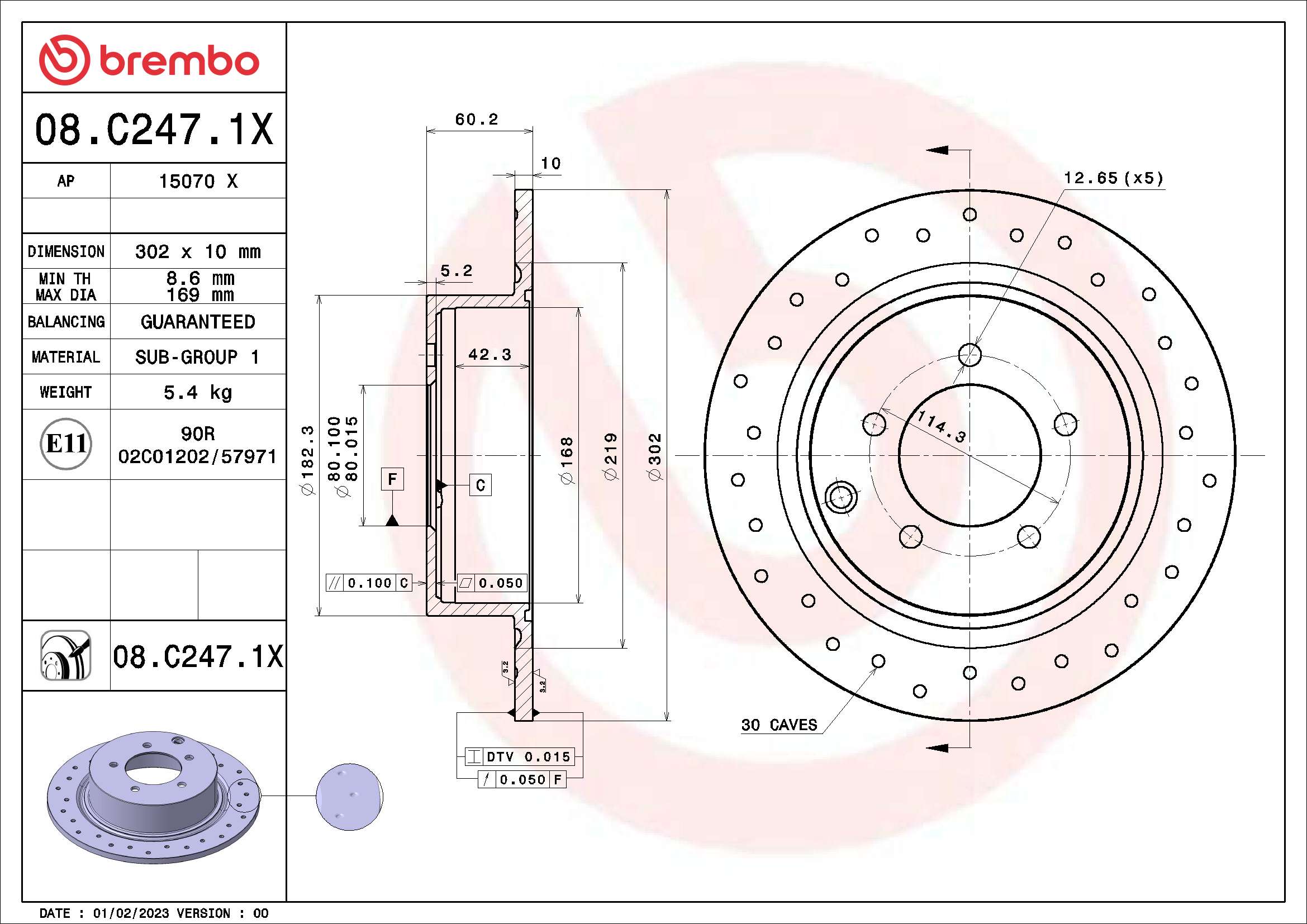 Tarcza hamulcowa BREMBO 08.C247.1X