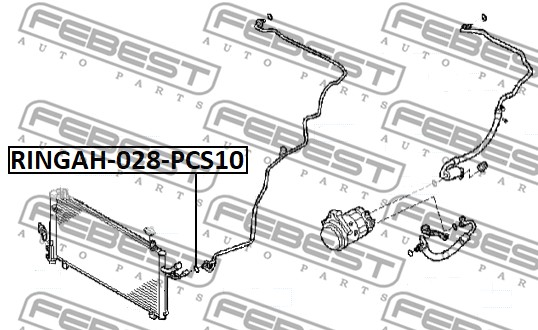 Pierścień uszczelniający, przewód klimatyzacji FEBEST RINGAH-028-PCS10