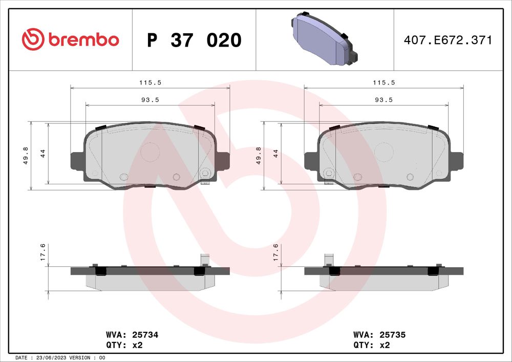 Klocki hamulcowe BREMBO P 37 020