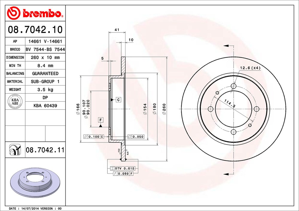 Tarcza hamulcowa BREMBO 08.7042.11