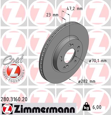 Tarcza hamulcowa ZIMMERMANN 280.3160.20