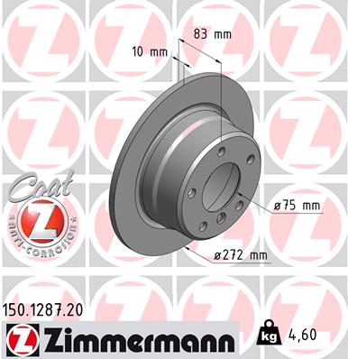 Tarcza hamulcowa ZIMMERMANN 150.1287.20