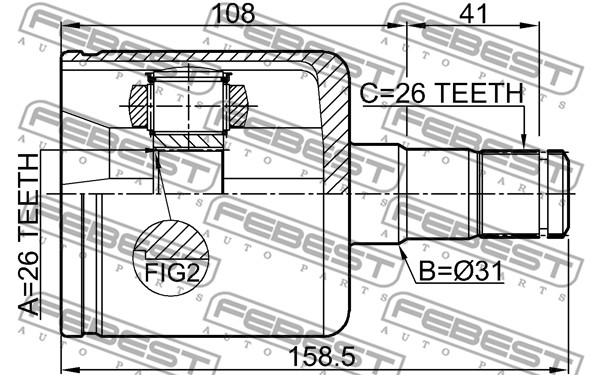 Przegub FEBEST 2711-S40IILH