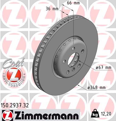 Tarcza hamulcowa ZIMMERMANN 150.2937.32