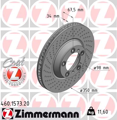 Tarcza hamulcowa ZIMMERMANN 460.1573.20