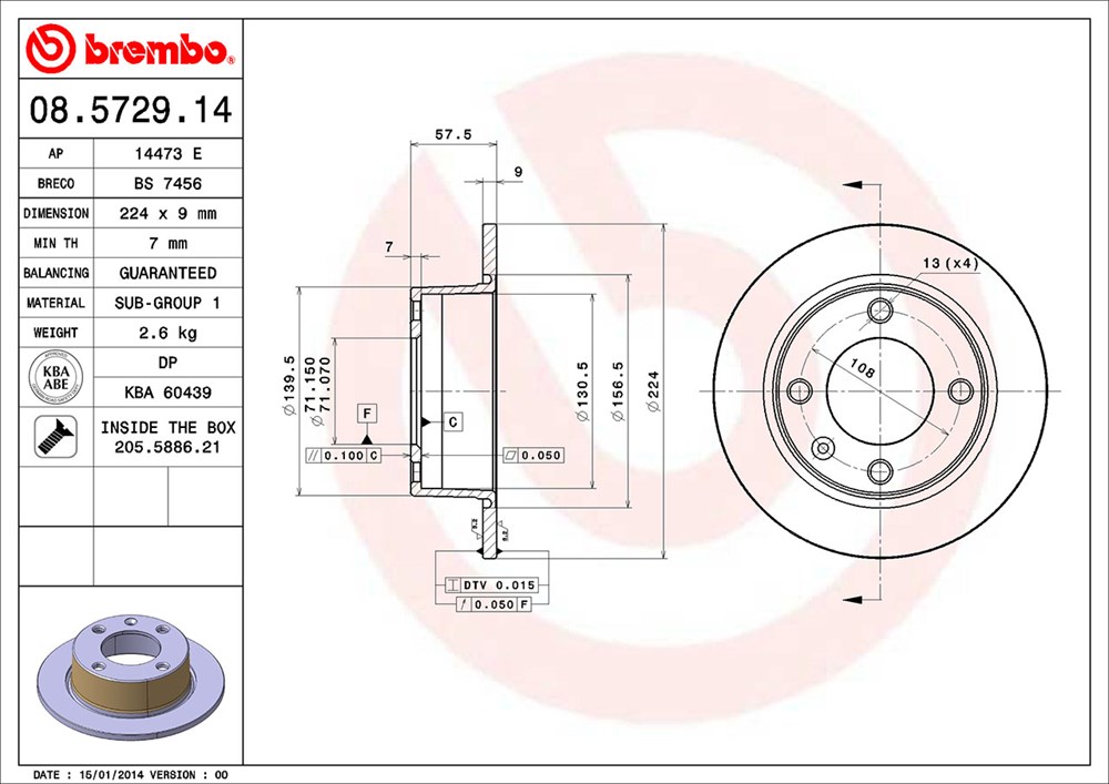 Tarcza hamulcowa BREMBO 08.5729.14