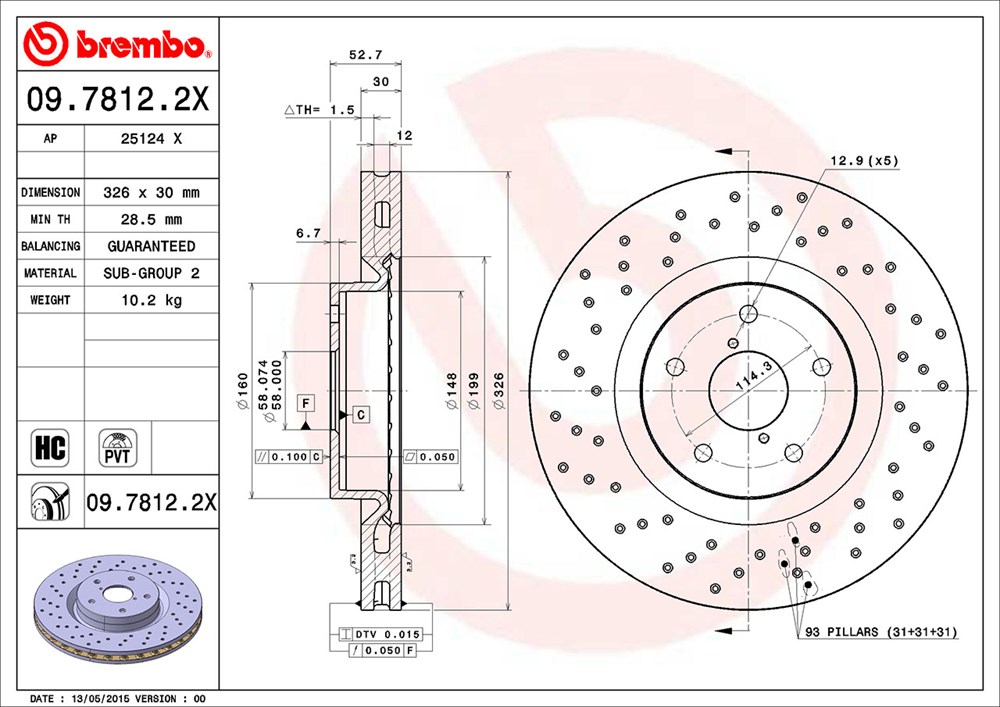 Tarcza hamulcowa BREMBO 09.7812.2X