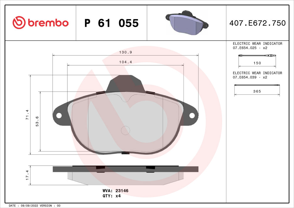 Klocki hamulcowe BREMBO P 61 055