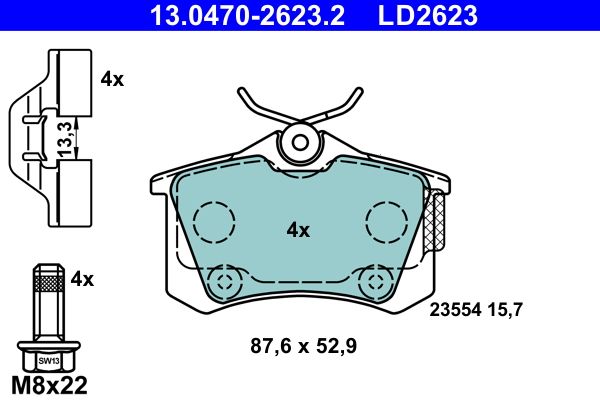 Klocki hamulcowe ATE 13.0470-2623.2