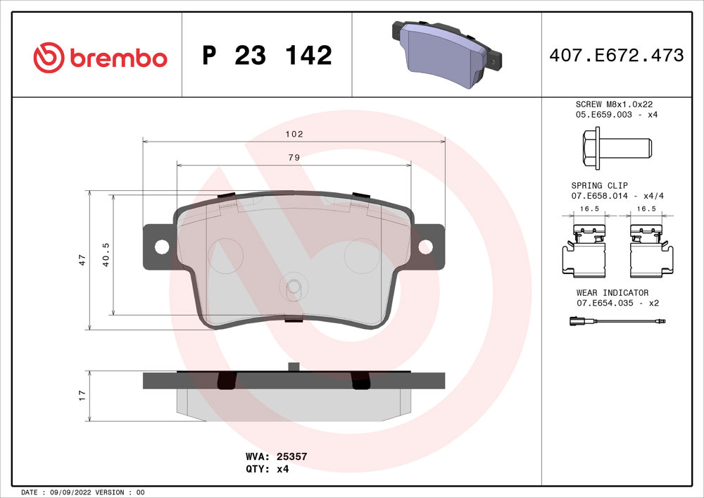 Klocki hamulcowe BREMBO P 23 142