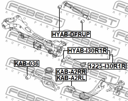 Wahacz zawieszenia koła FEBEST 1225-I30R1R