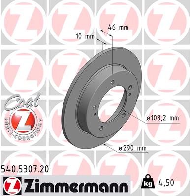 Tarcza hamulcowa ZIMMERMANN 540.5307.20