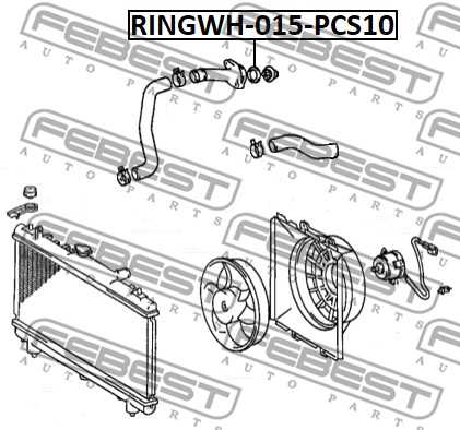 Uszczelka króćca układu chłodzenia FEBEST RINGWH-015-PCS10