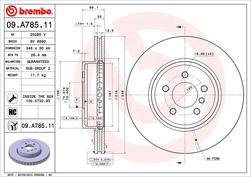 Tarcza hamulcowa BREMBO 09.A785.11