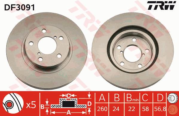 Tarcza hamulcowa TRW DF3091