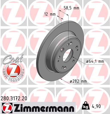 Tarcza hamulcowa ZIMMERMANN 280.3172.20