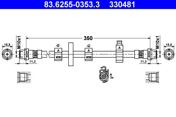 Przewód hamulcowy elastyczny ATE 83.6255-0353.3