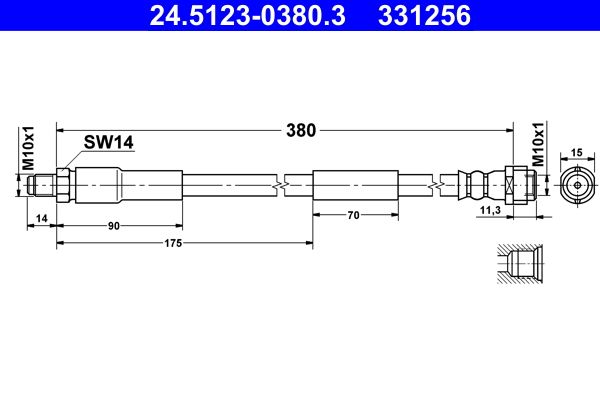 Przewód hamulcowy elastyczny ATE 24.5123-0380.3