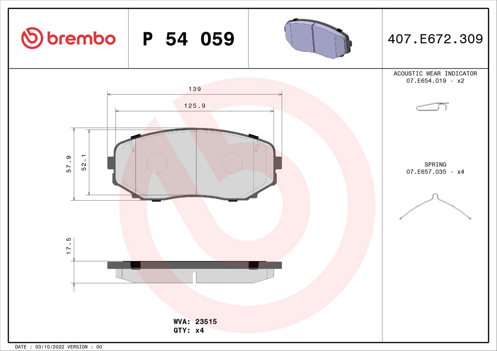 Klocki hamulcowe BREMBO P 54 059