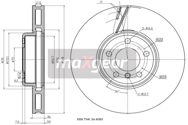 Tarcza hamulcowa MAXGEAR 19-3234